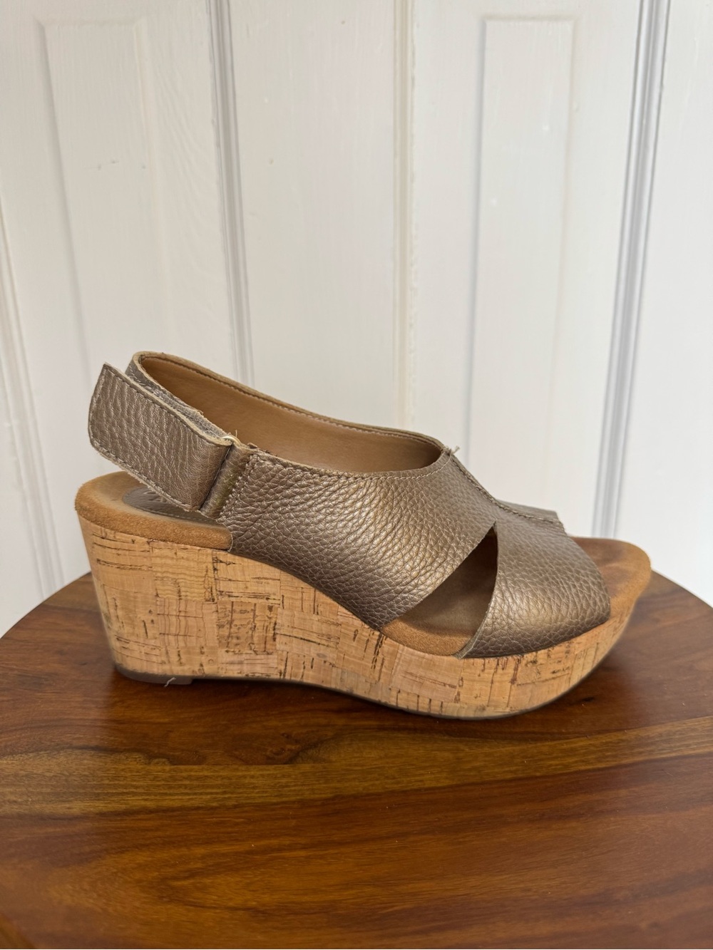 Clarks Metallic Bronze Cork Wedge Sandal